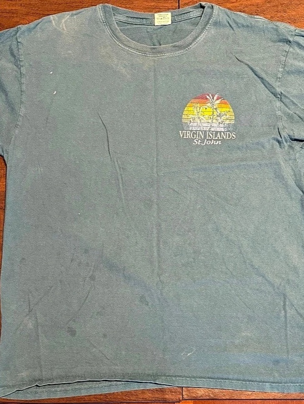 Blue 84 St. John Virgin Islands Palm Tree Sunset Graphic T-Shirt in Blue